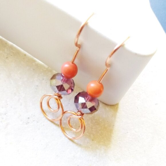 Handmade & One-of-a-Kind Dangle Earrings! Mauve & Mango Tango! Tropical Colors! - Picture 3 of 8